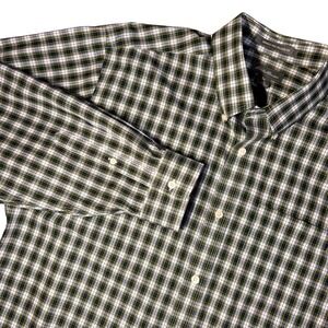 Eddie Bauer Mens Button Down Collared Plaid Shirt Wrinkle Free Relaxed Fit Large